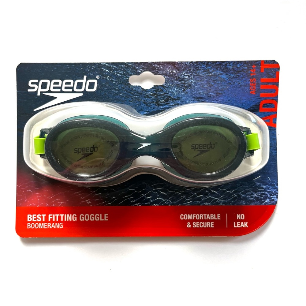 Speedo Adult Boomerang Goggles Antifog Lenses UV Protect 14+ Best Fitting Gren